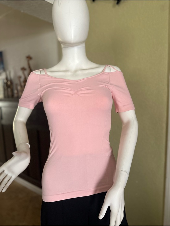 Avocado Tops - avocado Soft Pink Cold-Shoulder Short Sleeve Top